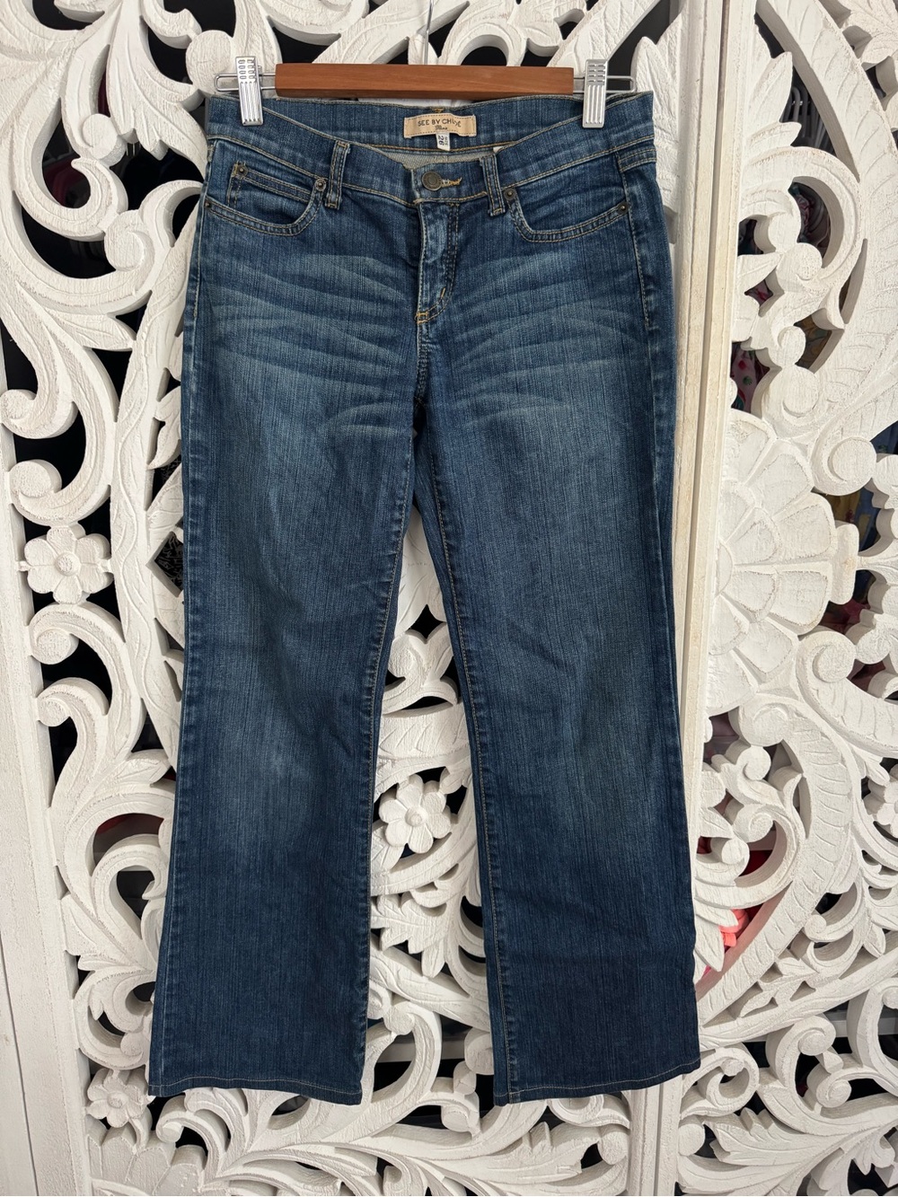 See by Chloé Embroidered Bootcut Jeans Size 26 Gold Chloé Pocket Vintage